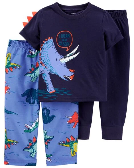 pijama infantil dinosaurios rugido nocturno para niño – set de 3 piezas 💰