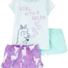Pijama infantil Carter's de tres piezas con camiseta Girl With a Dream y dos shorts para niña.