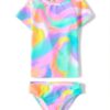 traje de baño de dos piezas para niña tie dye pastel con camiseta
