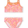 bikini para niña con estampado floral coral | traje de baño de dos piezas