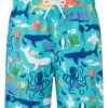 Short de baño infantil con estampado de animales marinos como ballenas, tiburones, pulpos y peces para niño disponible en Rosy Badia.