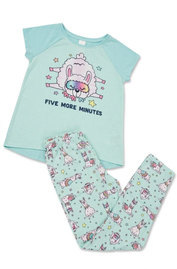 pijama infantil de algodón llama dormilona "five more minutes" para niña