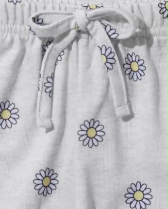 conjunto infantil de verano con capucha "love" y margaritas para niña