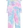 Pijama infantil de dos piezas para niña con diseño tie-dye en tonos pastel y estampado Sleeping Beauty.