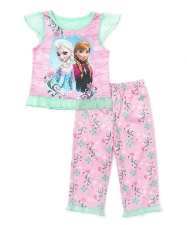 pijama infantil frozen para niña con elsa y anna – 2 piezas
