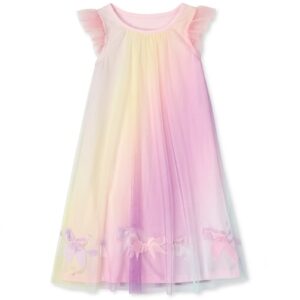 Home vestido infantil degradado en tul para niña con lazos decorativos