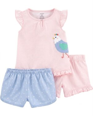 pijama infantil de pollito con short – conjunto 2 piezas para niña