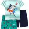 pijama infantil vida marina para niño – set de 3 piezas