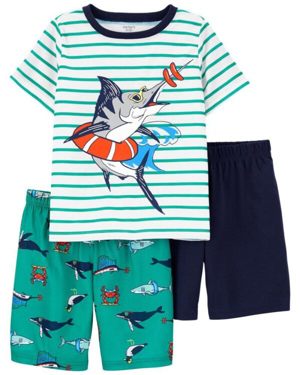 pijama infantil vida marina para niño – set de 3 piezas