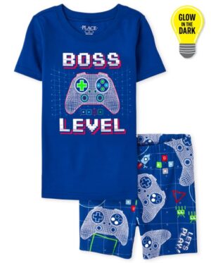 pijama infantil gamer boss level glow in the dark para niño