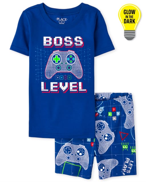 pijama infantil gamer boss level glow in the dark para niño