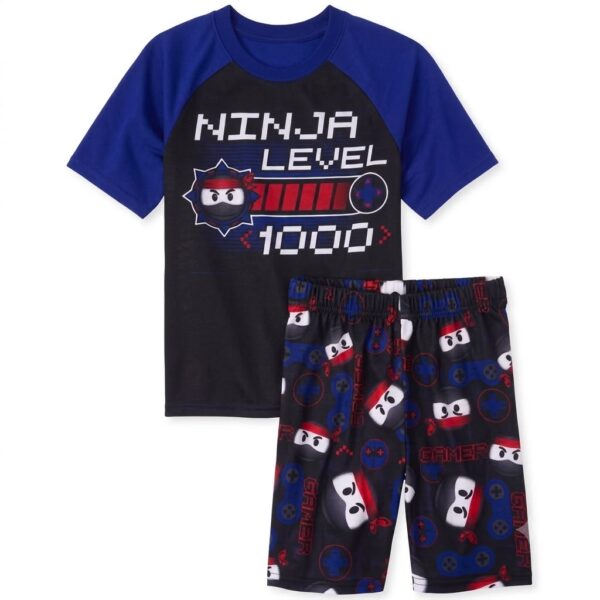 pijama infantil ninja level 1000 para niño – conjunto de camiseta y short