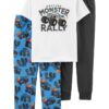 pijama infantil bedtime monster rally para niño – set de 3 piezas