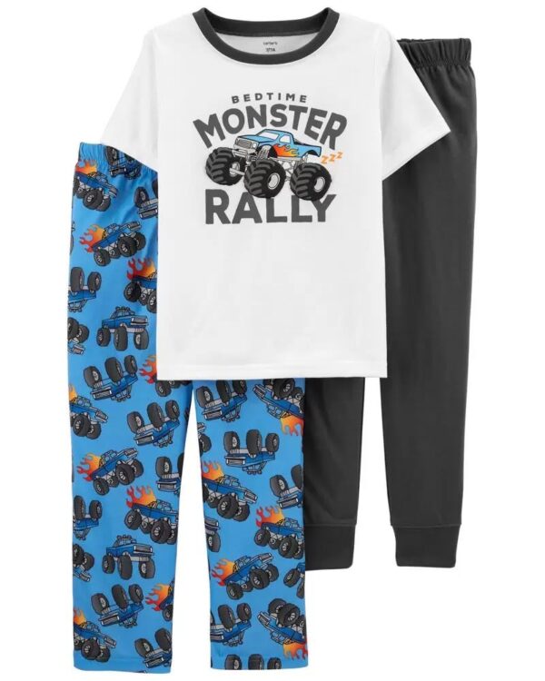pijama infantil bedtime monster rally para niño – set de 3 piezas