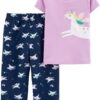 conjunto infantil crop top de unicornio con leggings para niña