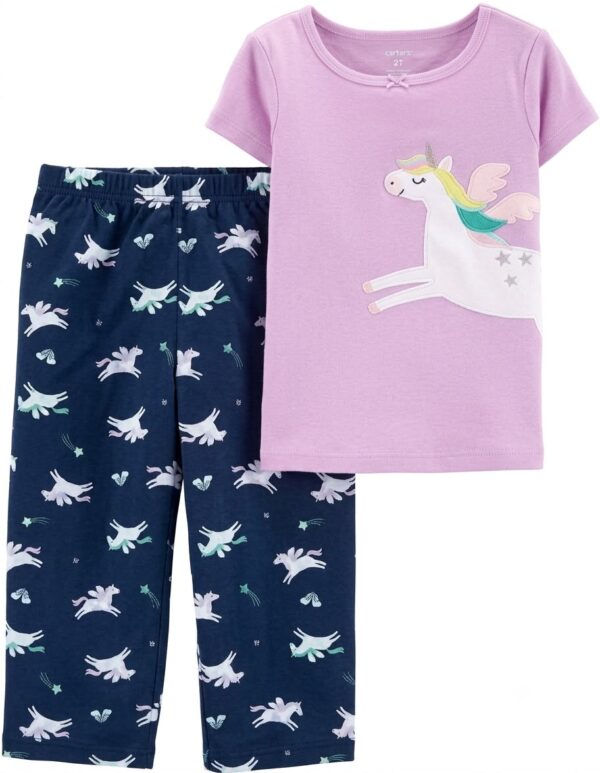 conjunto infantil crop top de unicornio con leggings para niña
