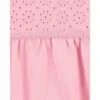 blusa infantil rosa con bordado inglés carter's