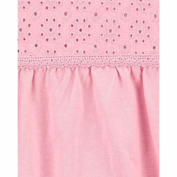 blusa infantil rosa con bordado inglés carter's