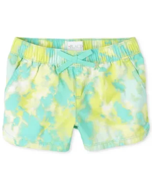 short tie dye turquesa y amarillo para niña