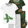 pijama infantil 4 piezas dinosaurio y camuflaje para niño