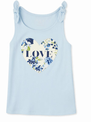 camiseta azul celeste love con lazos para niña – the children’s place
