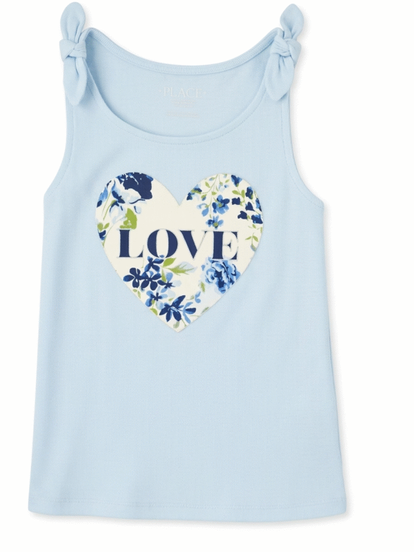 camiseta azul celeste love con lazos para niña – the children’s place