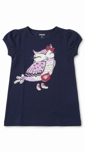 camiseta azul marino con búho para niña – gymboree
