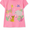 camiseta rosa con animales de safari para niña – the children’s place