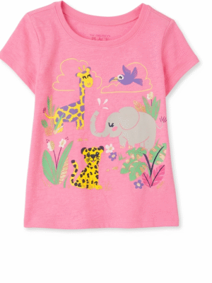 camiseta rosa con animales de safari para niña – the children’s place