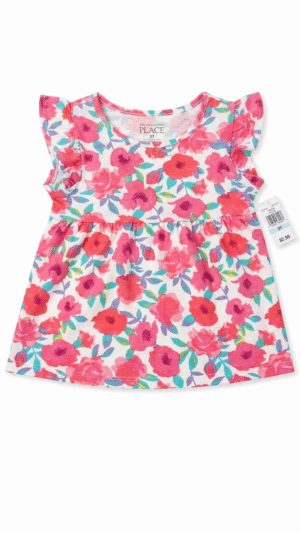 blusa floral con volantes para niña