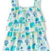 blusa blanca de niña con medusas y volantes