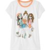 camiseta blanca de amigas para niña