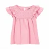 blusa infantil rosa con bordado inglés carter's