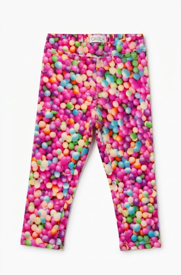leggings capri infantil para niña estampado de confites multicolor