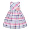 vestido infantil cuadros pastel con flores decorativas