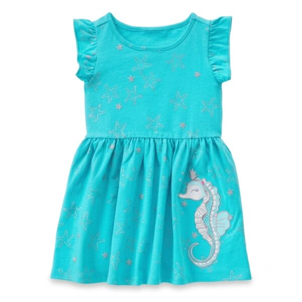 vestido infantil turquesa con caballito de mar