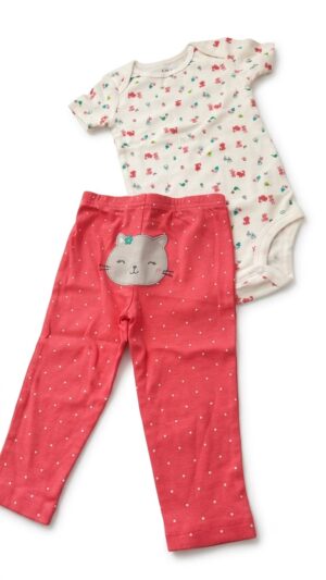 conjunto infantil para bebé niña con gatita – 2 piezas
