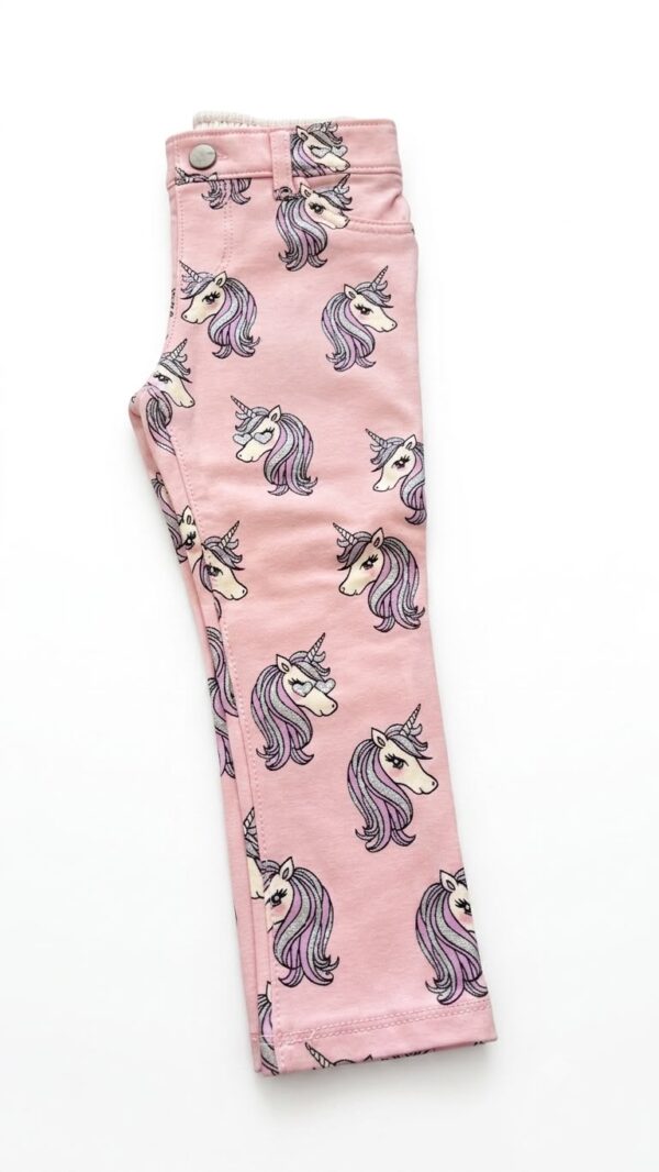 pantalón rosa para niña con estampado de unicornios