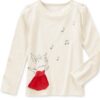 camiseta blanca manga larga para niña con cerdita bailarina