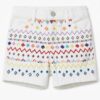 short blanco bordado multicolor para niña