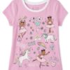 camiseta rosada de bailarinas y unicornios para niña – the children’s place