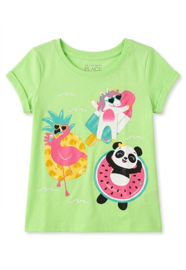 camiseta verde con animales de verano para niña – the children’s place