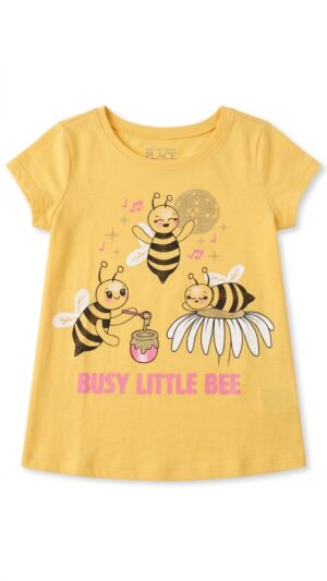 camiseta amarilla de abejitas para niña “busy little bee” – the children’s place