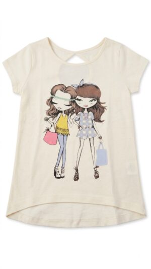 camiseta crema de amigas fashion para niña