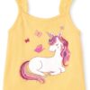 blusa amarilla de unicornio para niña