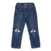 jean azul con arcoíris bordados para niña