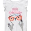 camiseta blanca de niña con nutria y volantes