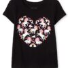 camiseta negra de niña con unicornios y arcoíris