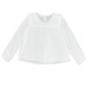 blusa blanca manga larga con volantes para niña
