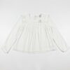 blusa blanca manga larga con volantes para niña